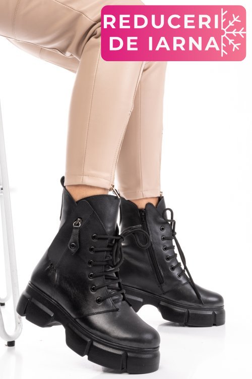 Ghete femei piele naturala negre 9s7763-a