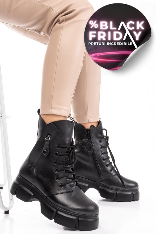 Ghete femei piele naturala negre 9s7763-a