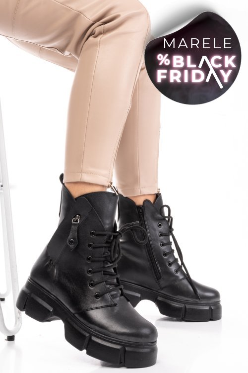 Ghete femei piele naturala negre 9s7763-a