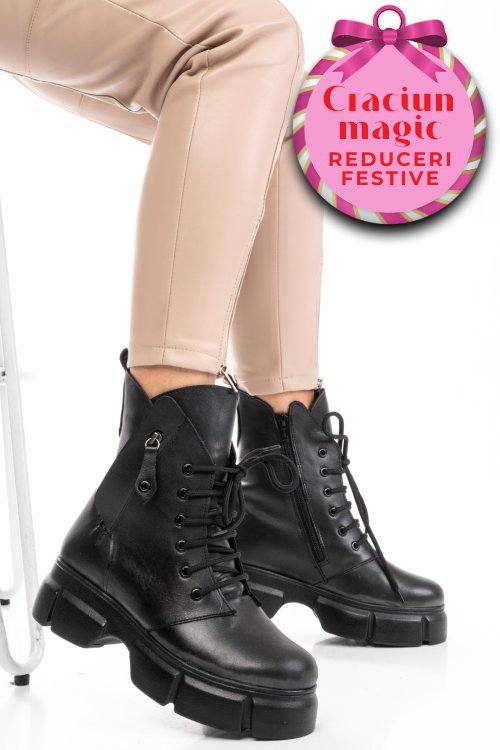 Ghete femei piele naturala negre 9s7763-a