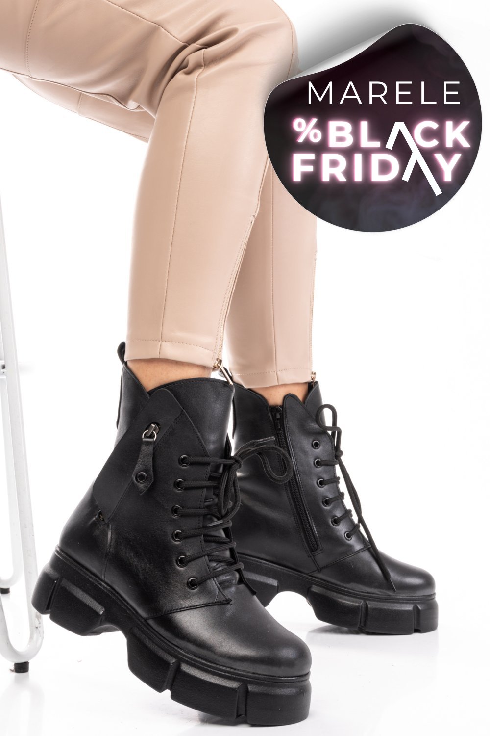 GHETE FEMEI PIELE NATURALA NEGRE 9S7763-A