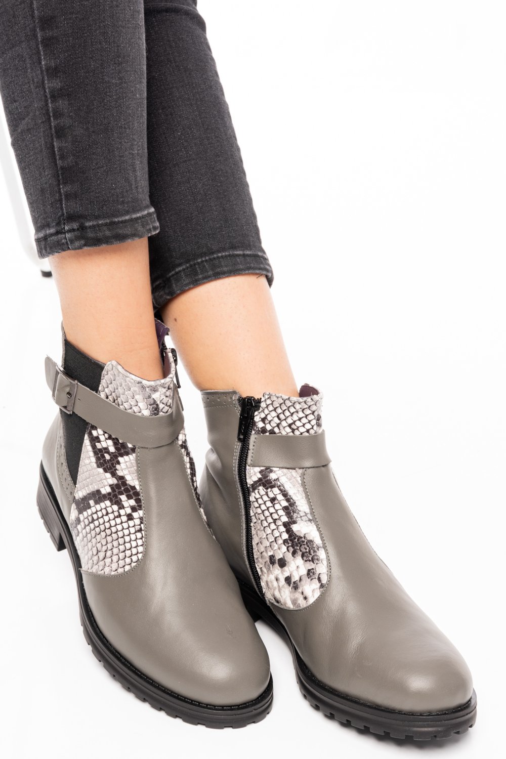 GHETE DAMA PIELE NATURALA GRI CRO 0S7782