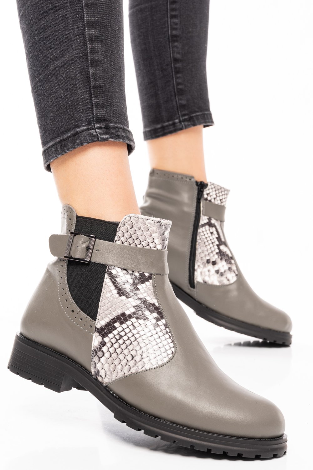 GHETE DAMA PIELE NATURALA GRI CRO 0S7782