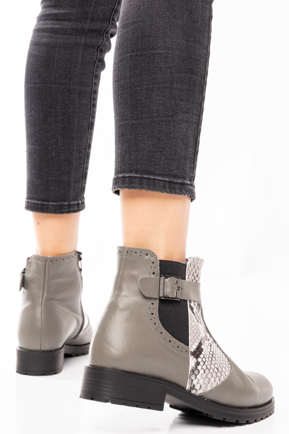 GHETE DAMA PIELE NATURALA GRI CRO 0S7782