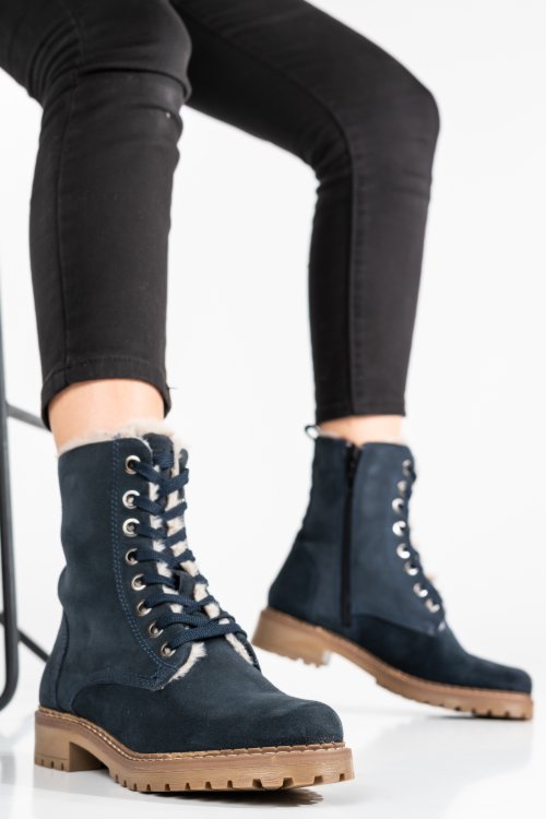 Ghte dama imblanite piele naturala intoarsa bleumarin ws77h68h01