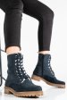 Ghte dama imblanite piele naturala intoarsa bleumarin ws77h68h01