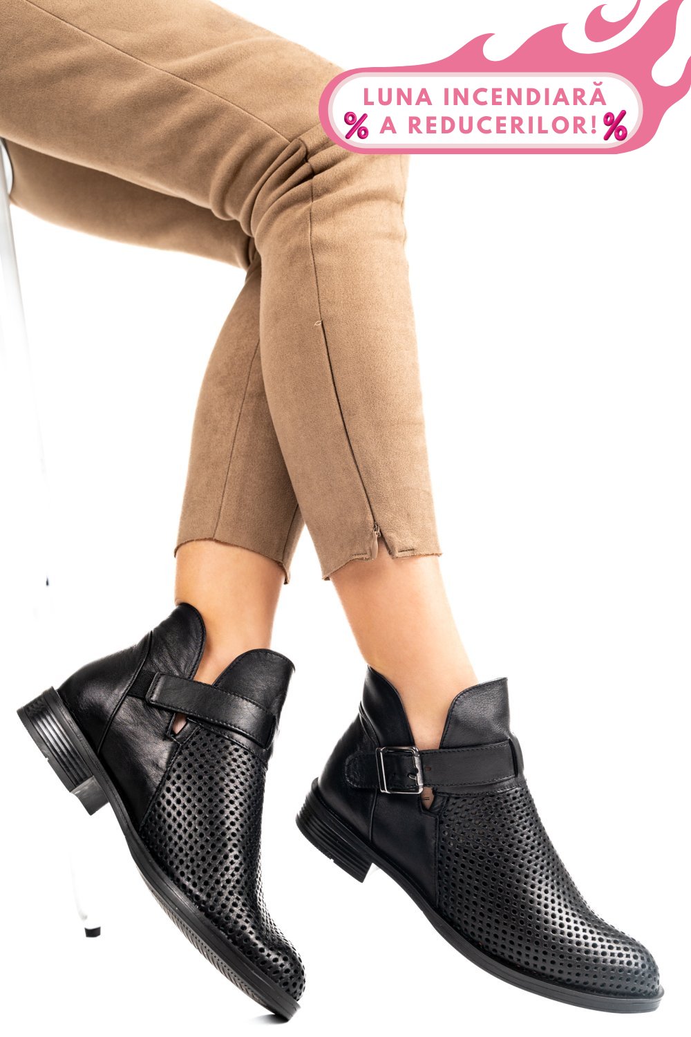 GHETE NEGRE PIELE NATURALA 2S7721817NP