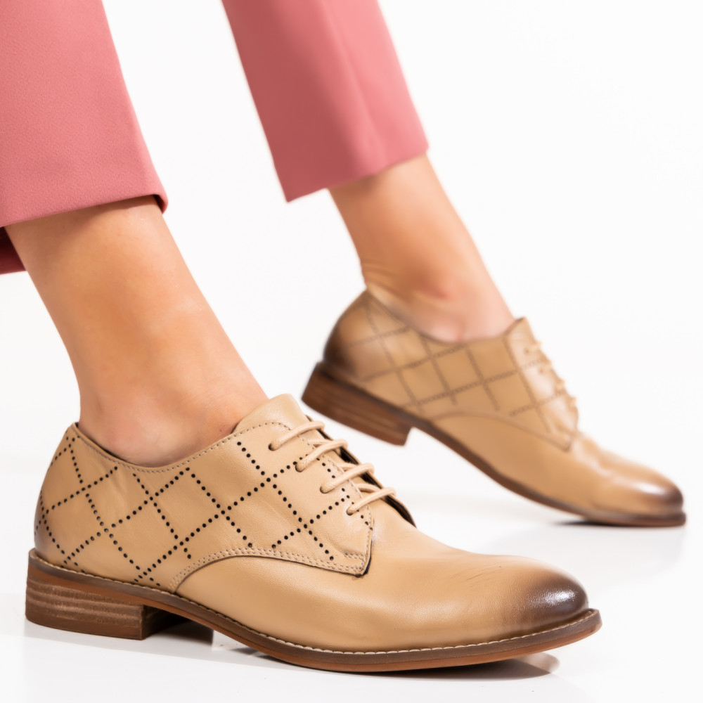 PANTOFI CASUAL BEJ FEMEI PIELE NATURALA 8S77888
