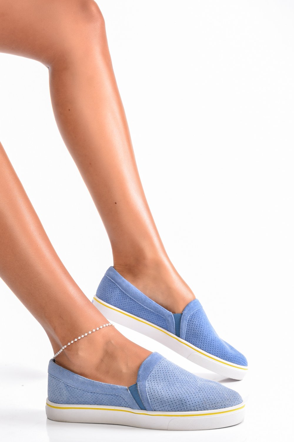 ESPADRILE ALBASTRE PIELE NATURALA INTOARSA F42541
