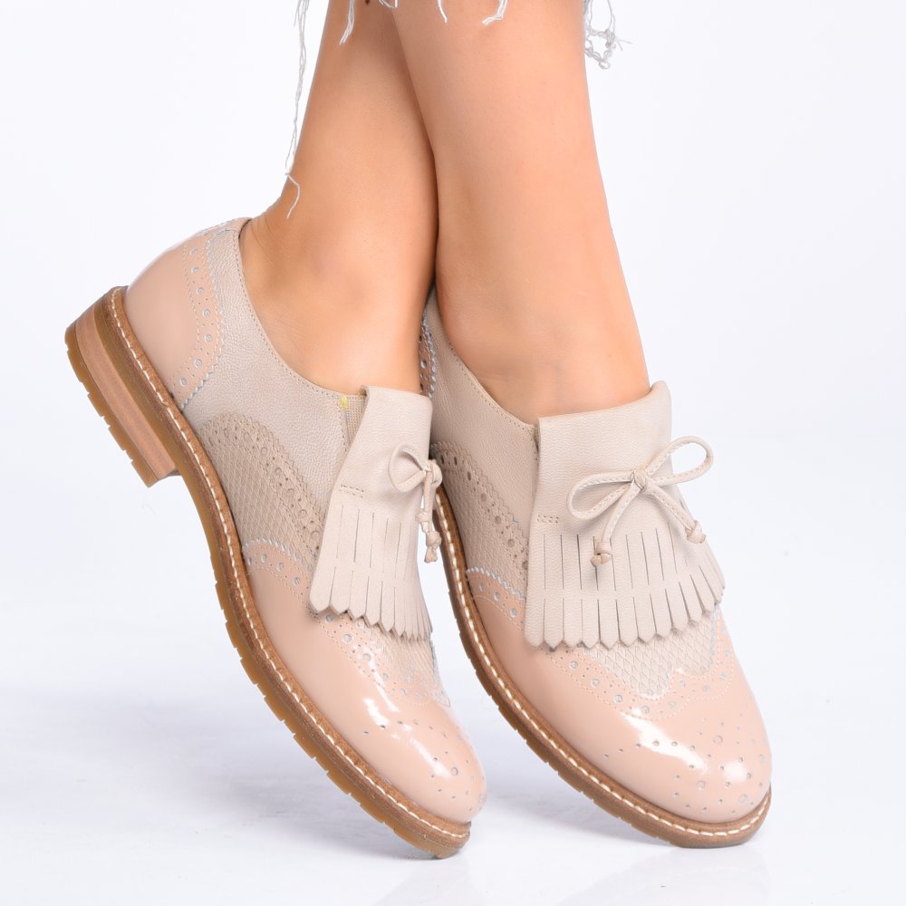 PANTOFI BEJ TALPA MARO PIELE NATURALA 3S77551