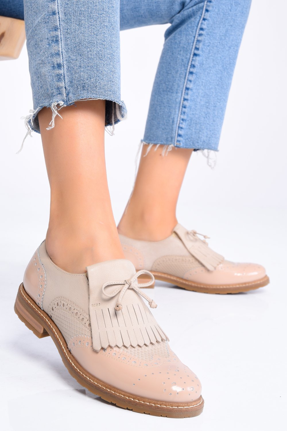 PANTOFI BEJ TALPA MARO PIELE NATURALA 3S77551