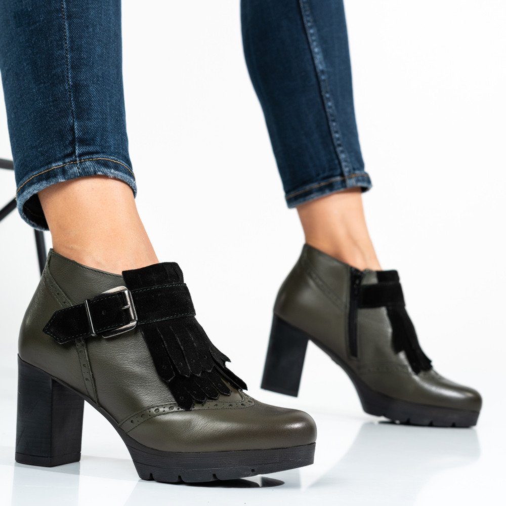 BOTINE DAMA PIELE NATURALA OLIVE 4S7767009