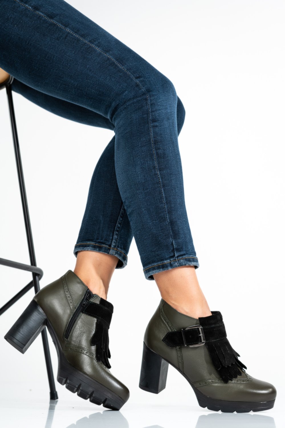 BOTINE DAMA PIELE NATURALA OLIVE 4S7767009