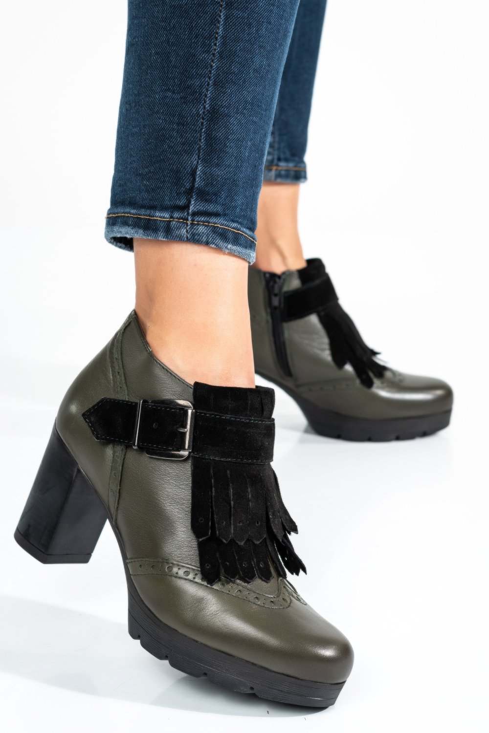 BOTINE DAMA PIELE NATURALA OLIVE 4S7767009