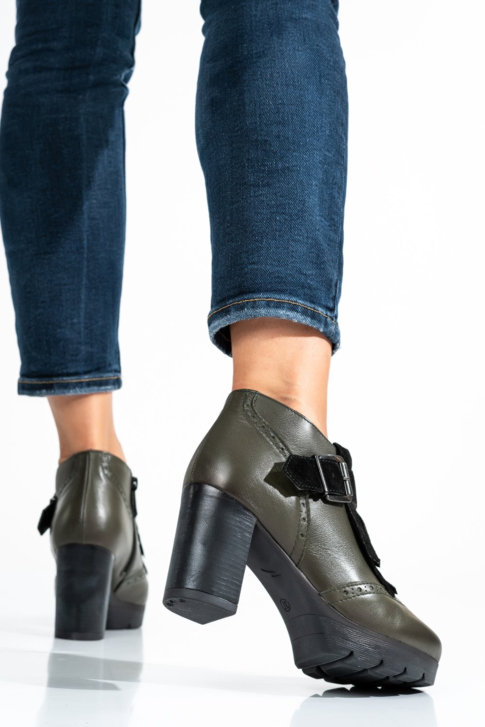 BOTINE DAMA PIELE NATURALA OLIVE 4S7767009