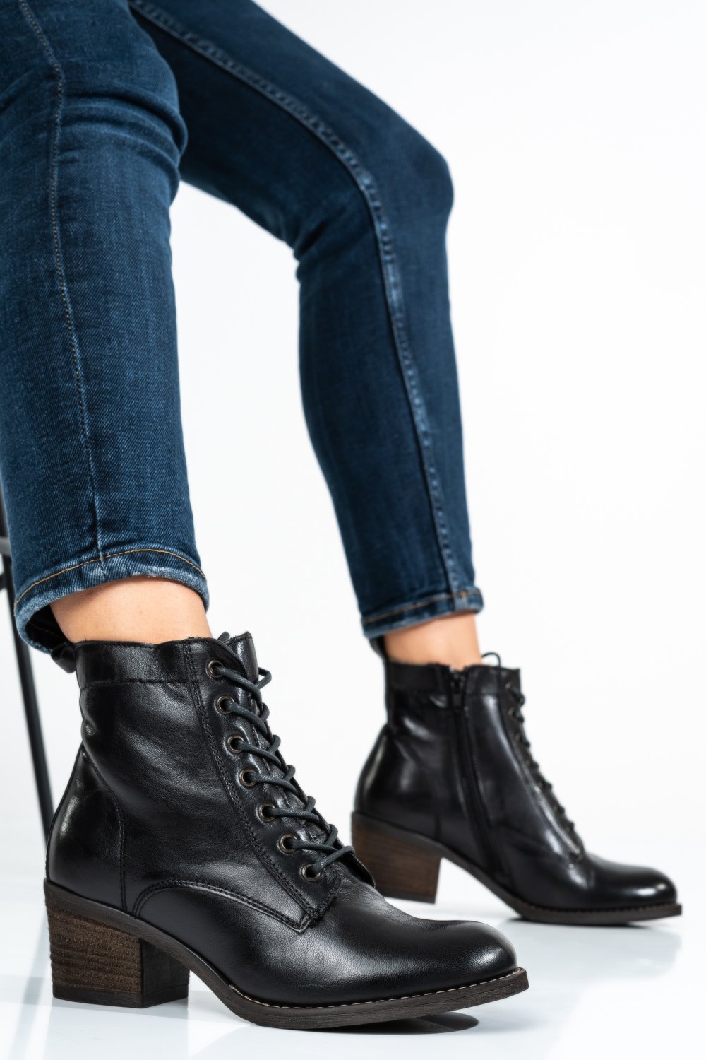 GHETE NEGRE PIELE NATURALA AS77RT6