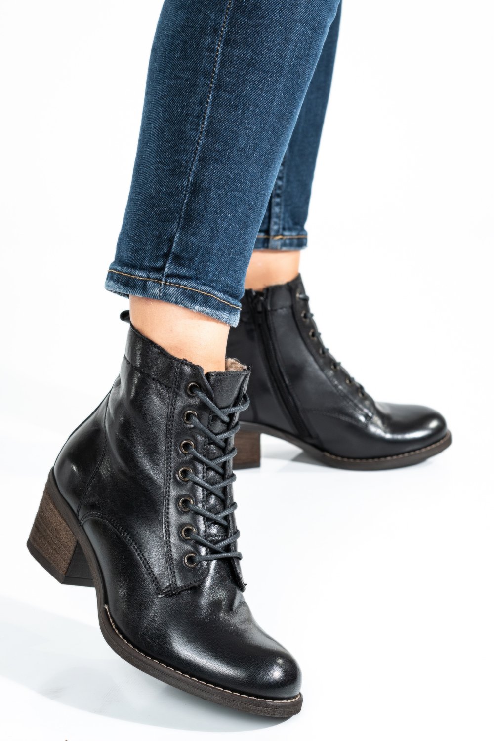 GHETE NEGRE PIELE NATURALA AS77RT6