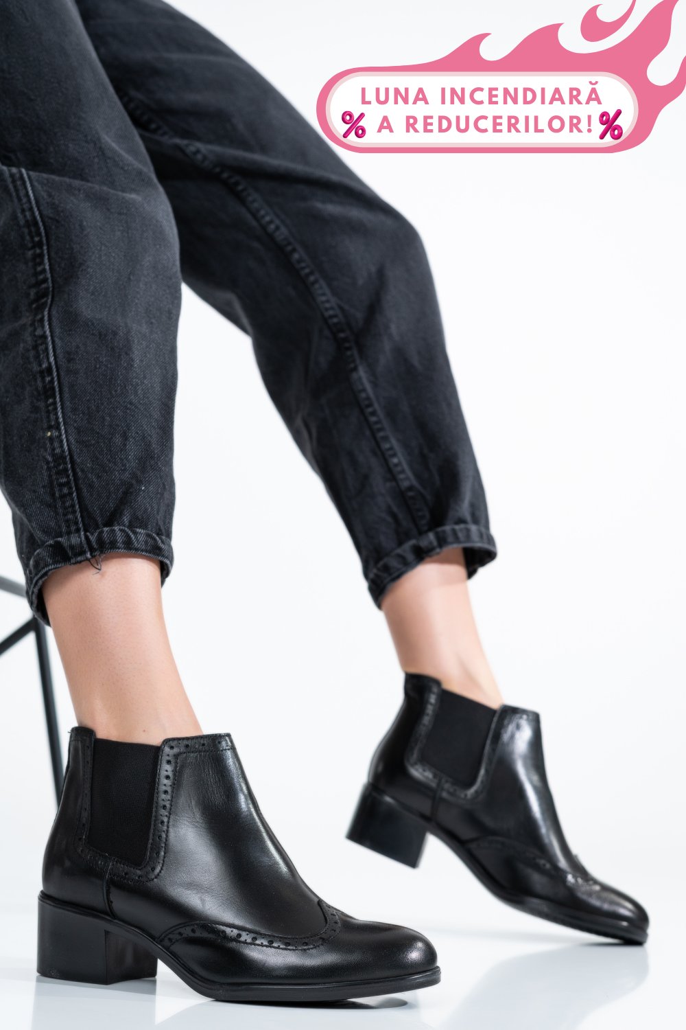 GHETE DAMA PIELE NATURALA NEGRE 9S77042