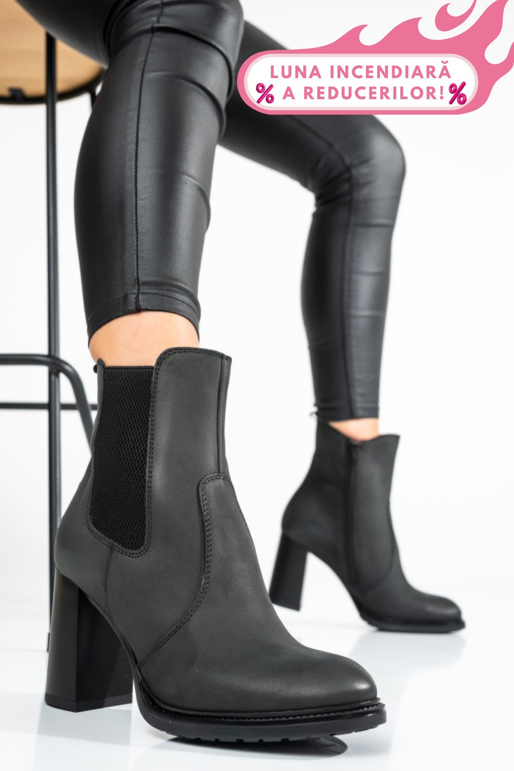BOTINE NEGRE PIELE NATURALA 3S77801