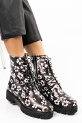GHETE NEGRU FLORAL PIELE NATURALA 3S77090