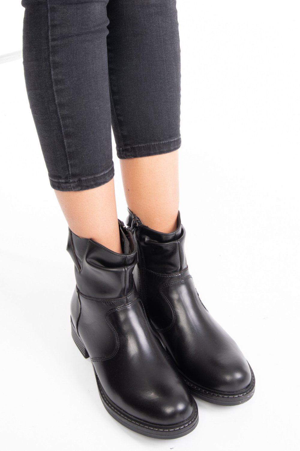 GHETE NEGRE PIELE NATURALA ABISS