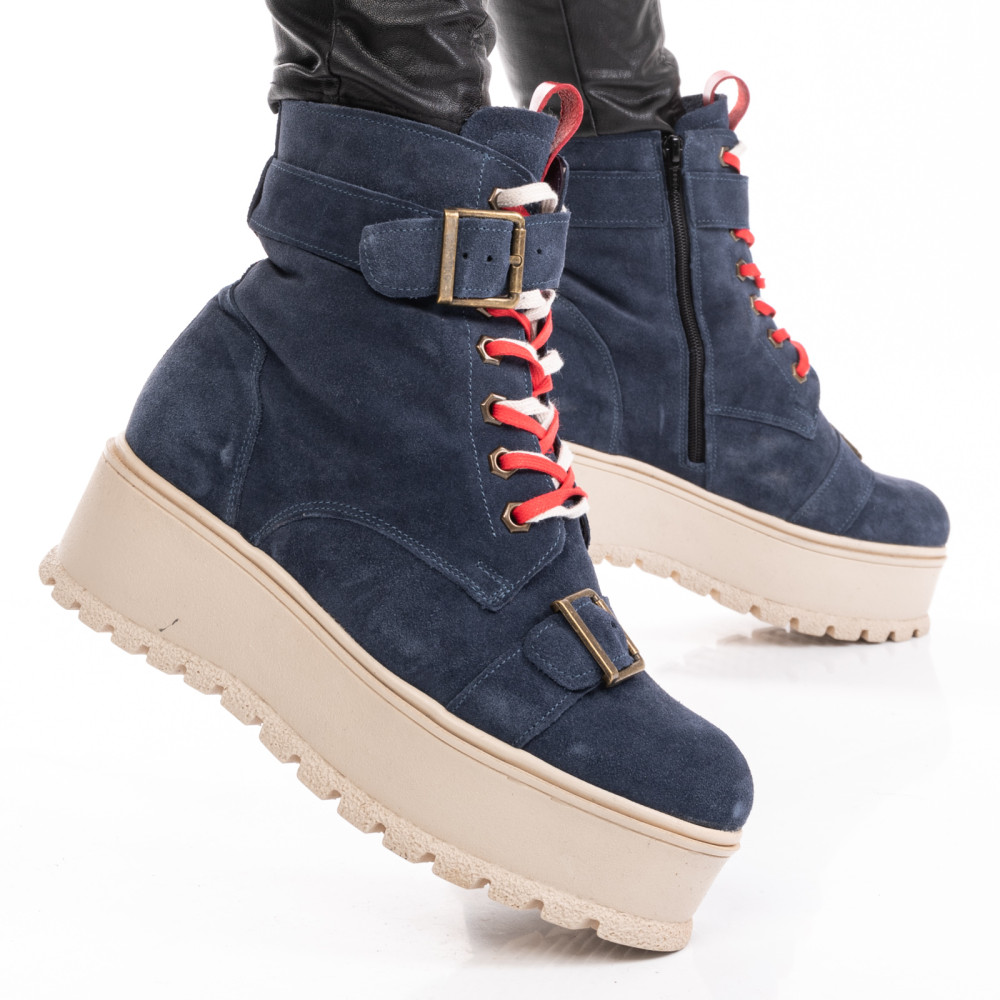 GHETE DAMA IMBLANITE PIELE NATURALA INTOARSA NAVY 3S7700