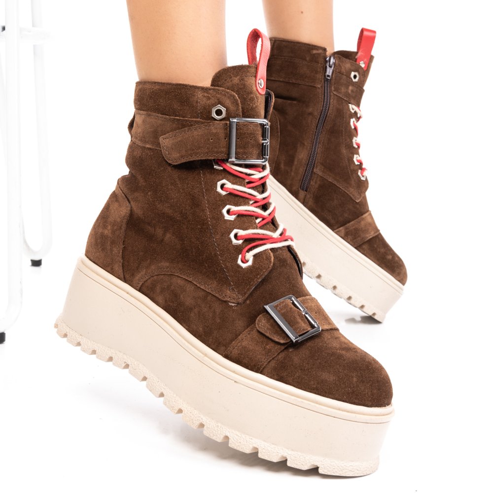 GHETE BROWN PIELE NATURALA INTOARSA 3S7700