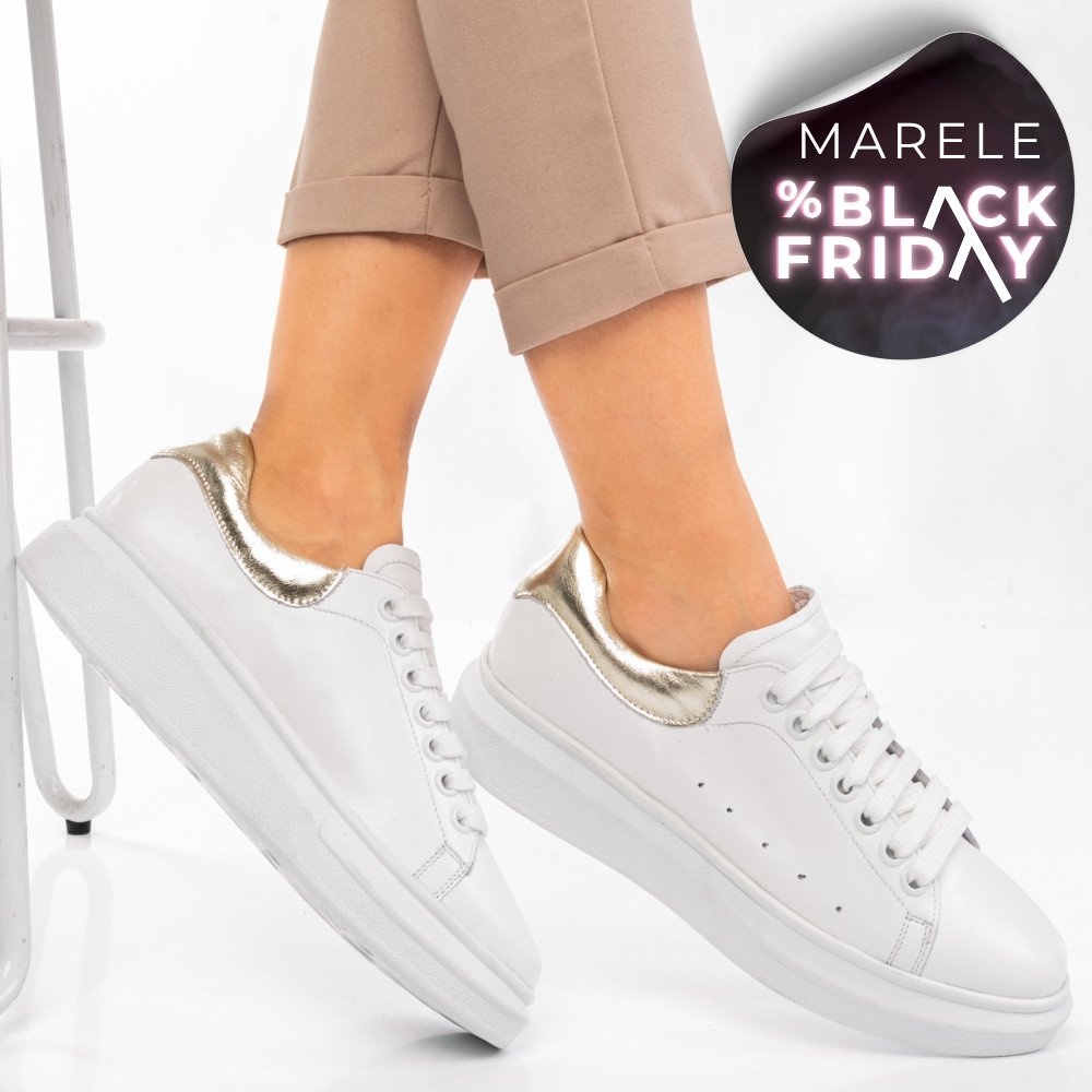 PANTOFI SPORT ALB AURIU PIELE NATURALA 2S7701684