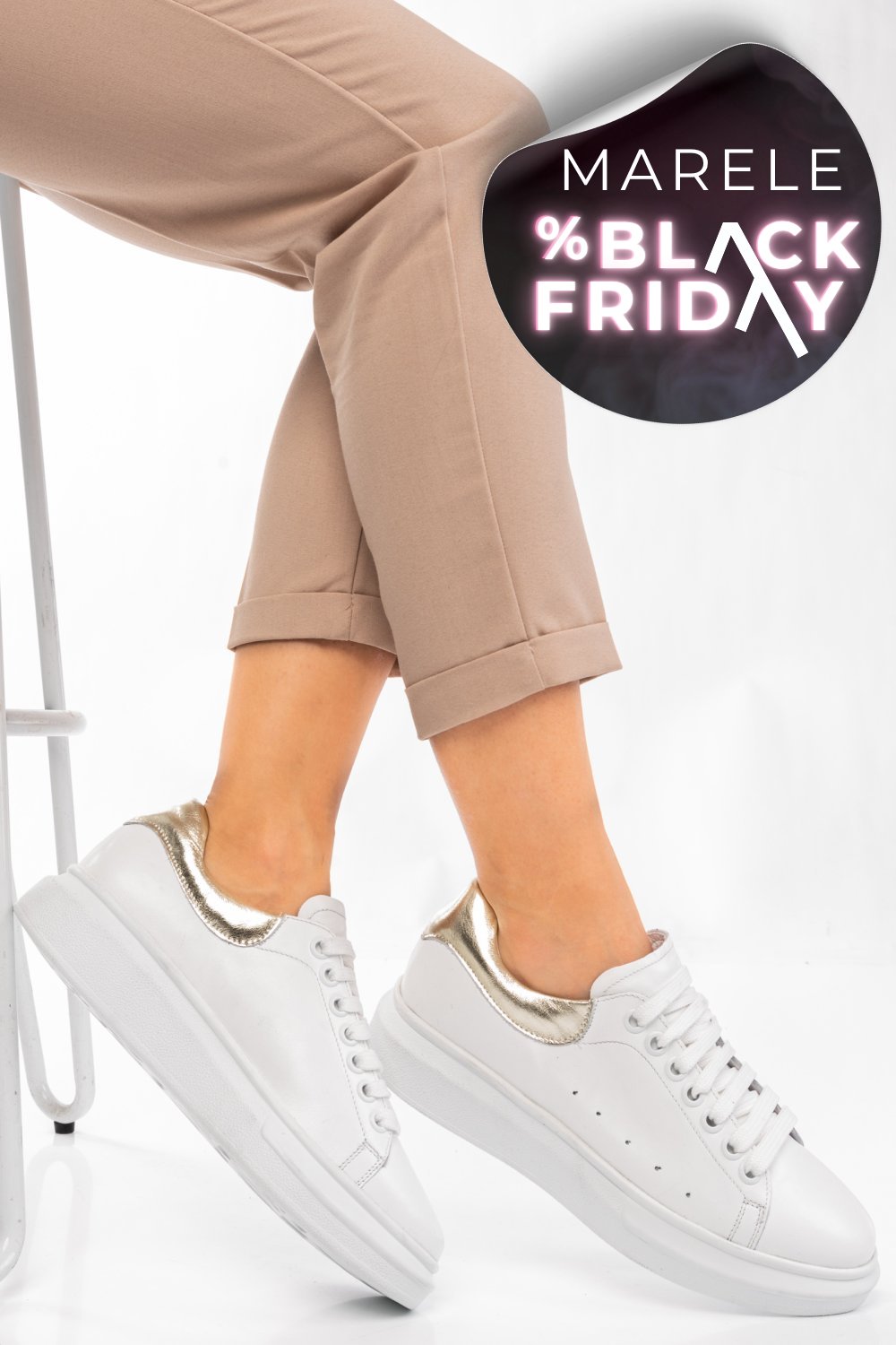 PANTOFI SPORT ALB AURIU PIELE NATURALA 2S7701684