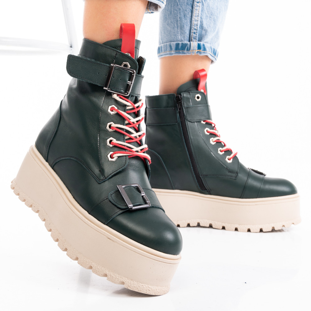 GHETE DAMA IMBLANITE PIELE NATURALA VERZI 3S7700