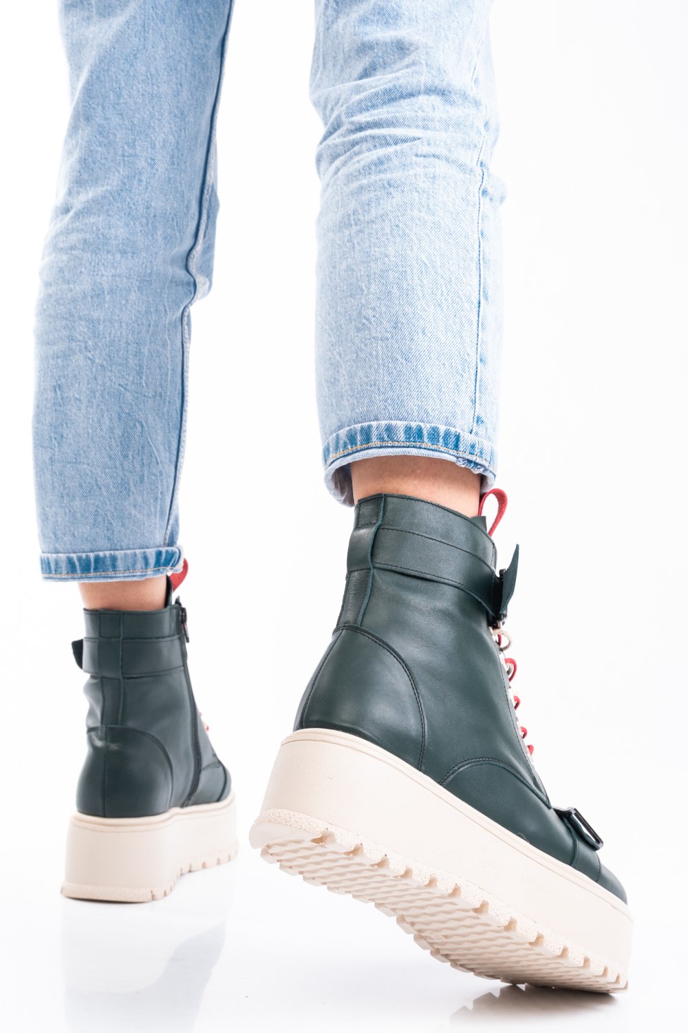 GHETE DAMA IMBLANITE PIELE NATURALA VERZI 3S7700