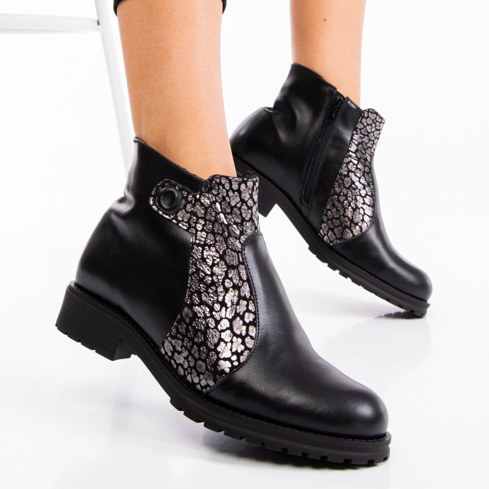 GHETE NEGRU ARGINTIU PIELE NATURALA 05S77