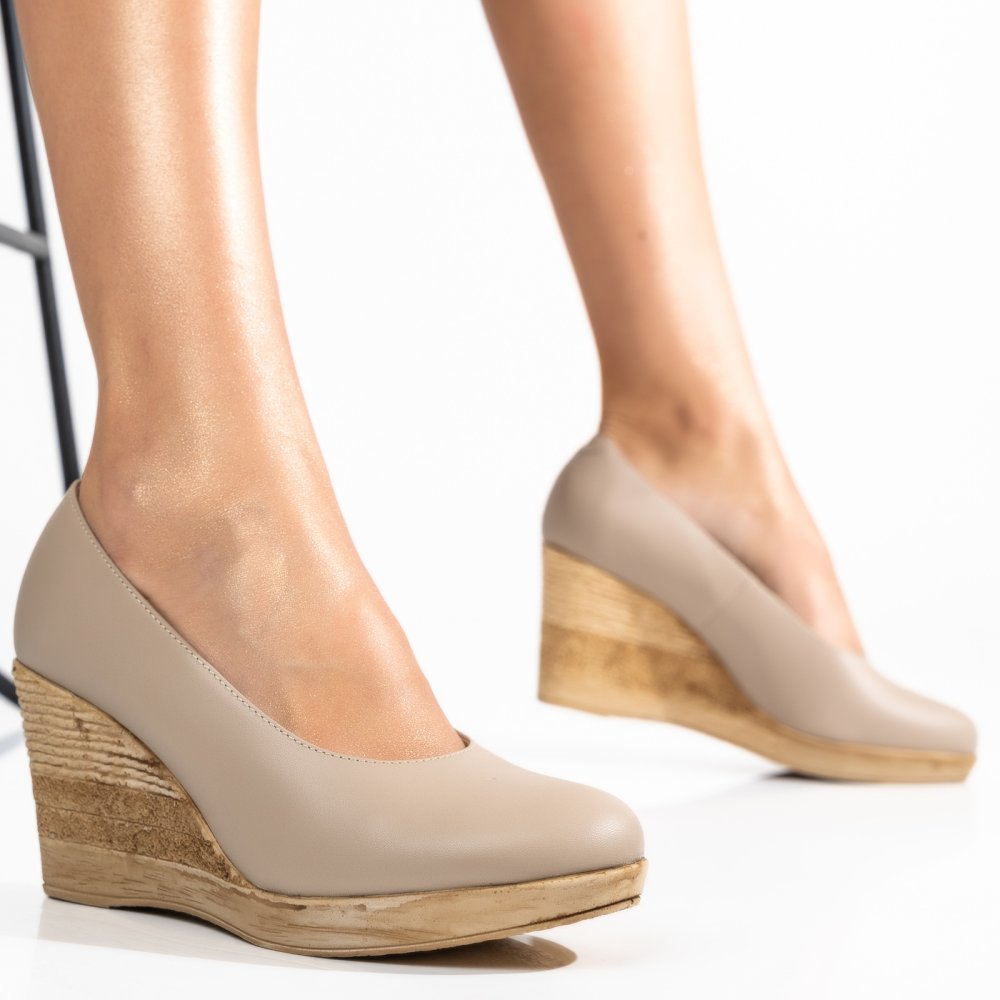 PANTOFI BEJ PIELE NATURALA 1S7737