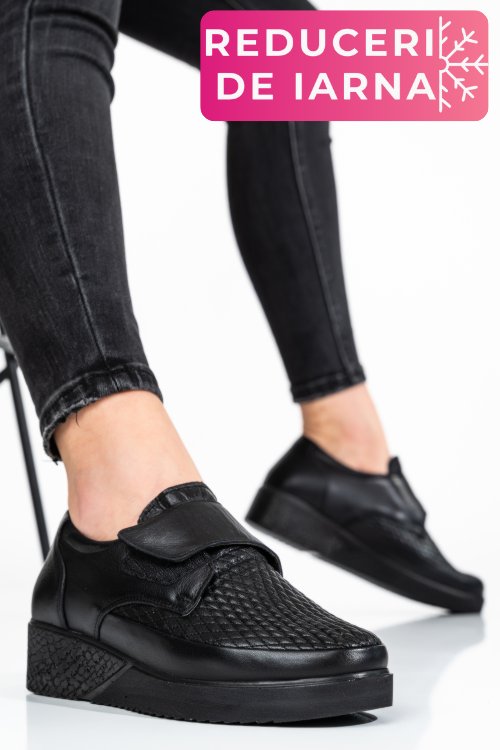 Pantofi sport negri piele naturla 6pc26