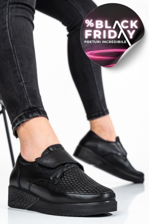 Pantofi sport negri piele naturla 6pc26