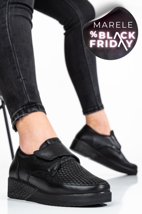 Pantofi sport negri piele naturla 6pc26