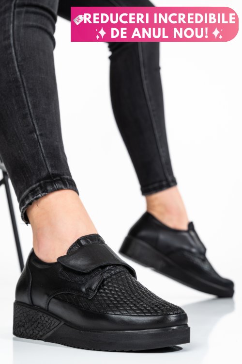 Pantofi sport negri piele naturla 6pc26