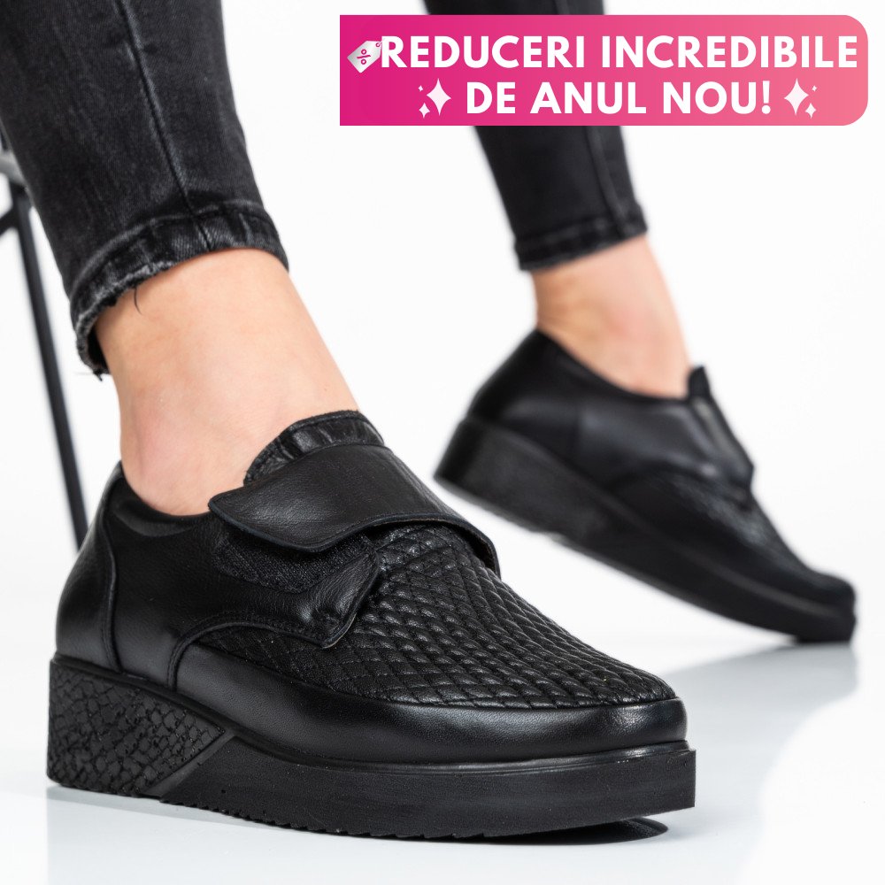PANTOFI SPORT NEGRI PIELE NATURLA 6PC26