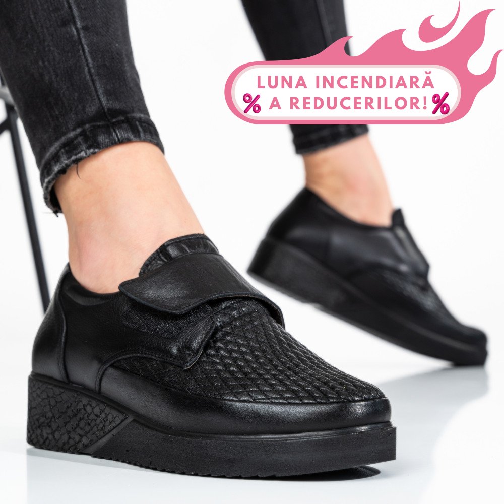 PANTOFI SPORT NEGRI PIELE NATURLA 6PC26