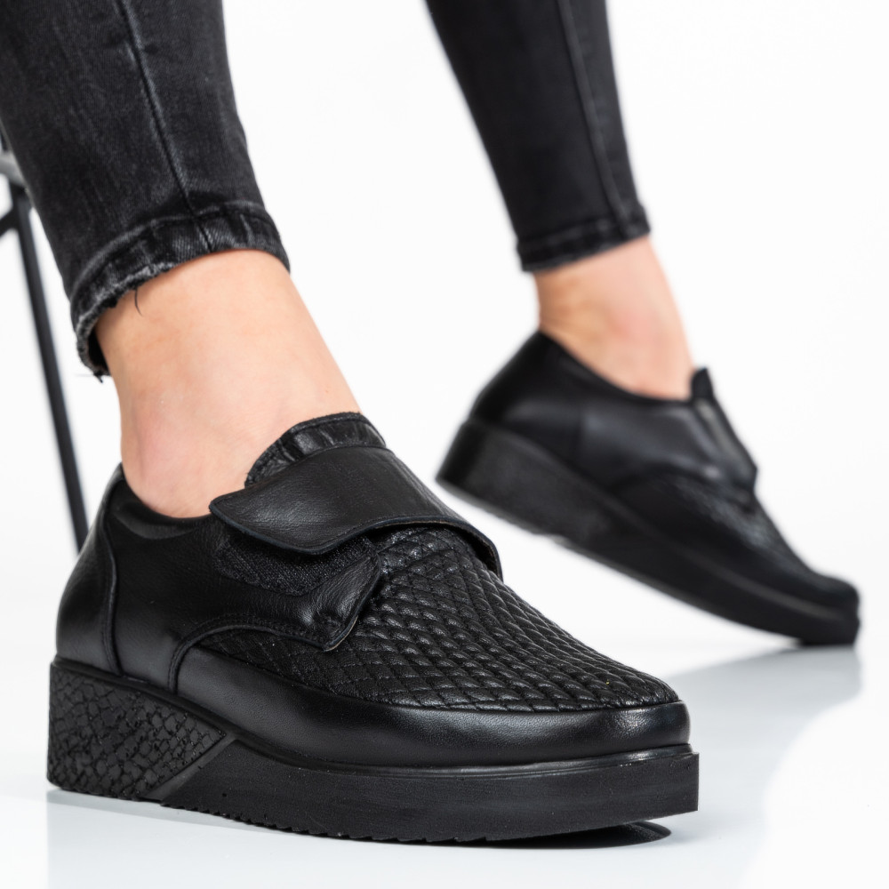 PANTOFI SPORT NEGRI PIELE NATURLA 6PC26