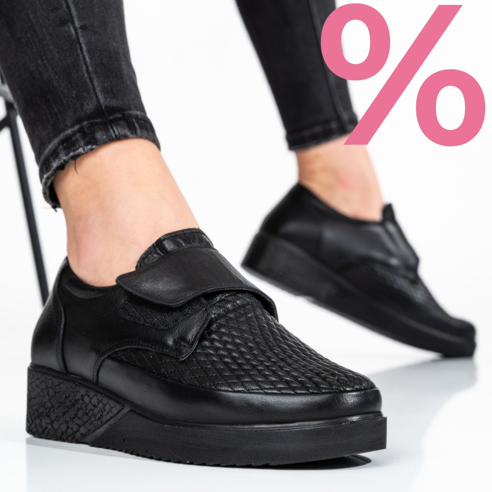 PANTOFI SPORT NEGRI PIELE NATURLA 6PC26