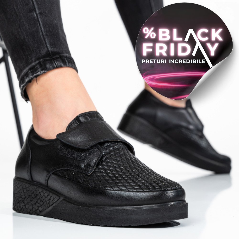 PANTOFI SPORT NEGRI PIELE NATURLA 6PC26