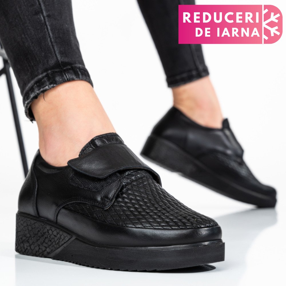 PANTOFI SPORT NEGRI PIELE NATURLA 6PC26