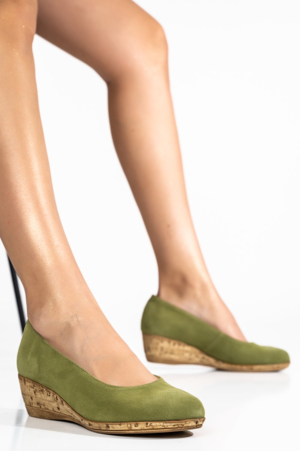 PANTOFI VERZI PIELE NATURALA INTOARSA 1PC296
