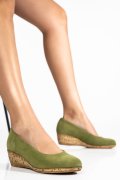 PANTOFI VERZI PIELE NATURALA INTOARSA 1PC296
