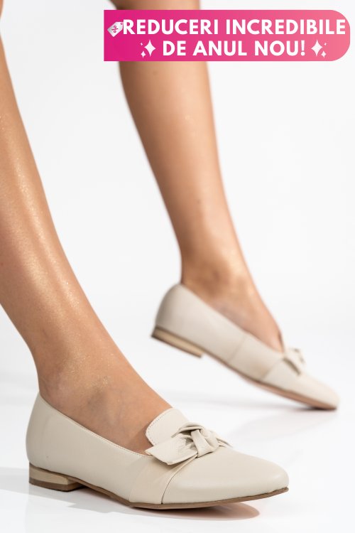 Mocasini bej piele naturala 4pc60