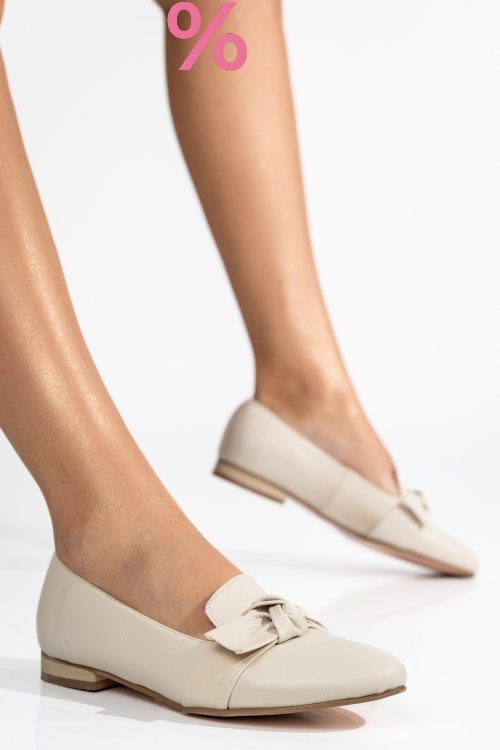 Mocasini bej piele naturala 4pc60