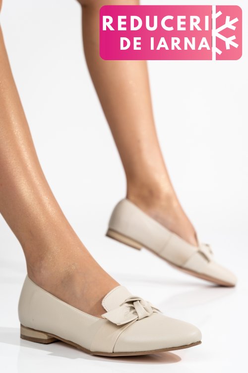 Mocasini bej piele naturala 4pc60