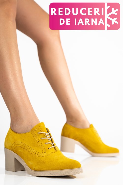 Botine galbene piele naturala intoarsa 0pc17