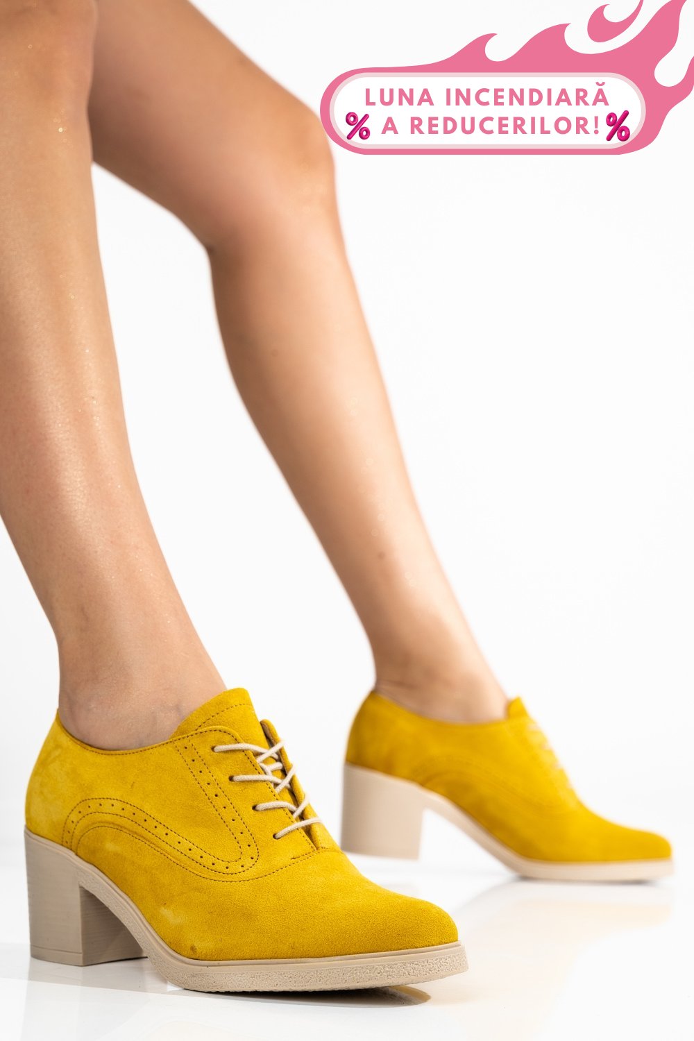 BOTINE GALBENE PIELE NATURALA INTOARSA 0PC17